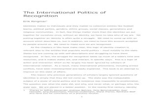 Erik Ringmar, International Politics of Recognition