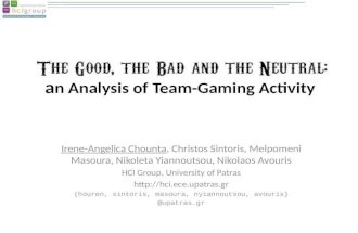 Chountaetal - team-gaming activity analysis - @ectel meets ecscw 2013