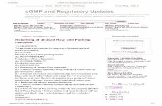 cGMP and Regulatory Updates_ Returning of Unused Raw and Packing Materials