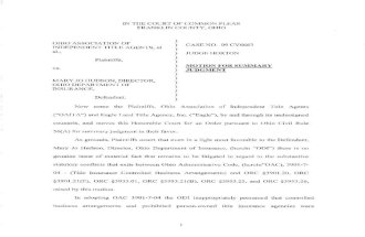 OAITA's MSJ filed Against ODI in Declaratory Judgment Action