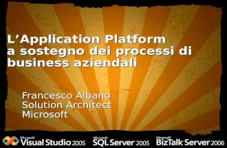 Francesco Albano Solution Architect Microsoft LApplication Platform a sostegno dei processi di business aziendali.