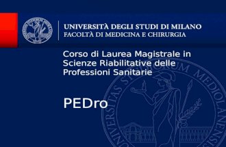 Corso di Laurea Magistrale in Scienze Riabilitative delle Professioni Sanitarie PEDro.