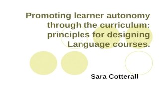 Promoting learner autonomy through the curriculum