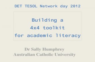2012 TESOL Seminar 2: Building a 4x4 toolkit for academic literacy