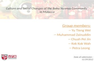Culture and Social Changes of the Baba Nyonya Community in Malacca, Malaysia