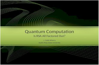 Quantum Computation: Is RSA All Factored Out