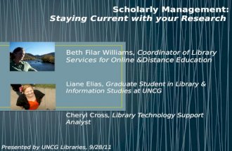 Scholarly Management: Staying Current with your Research