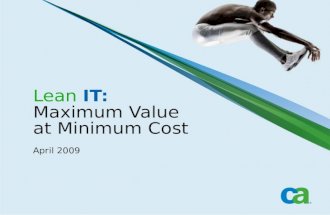 Lean IT: Maximum Value at Minimum Cost