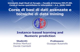Instance-based learning and Numeric prediction