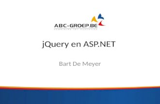 JQuery en ASP.NET Bart De Meyer. Agenda CDN – Content Delivery Network JSON Ajax in ASP.NET – jQuery vs ASP.NET AJAX library – ASMX webservice – Webforms.