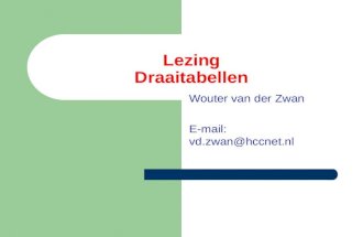 Lezing Draaitabellen Wouter van der Zwan E-mail: vd.zwan@hccnet.nl.
