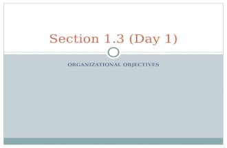 1.3 Organizational Objectives   Day 1