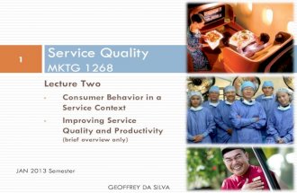 SQ Lecture Two : Consumer Behaviour and Service Quality