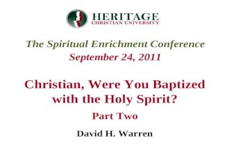 Were You Baptized in the Holy Spirit, Part Two