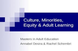 Culture, Minorities, Equity & Adult Education by Annabel Desira & Rachel Schembri