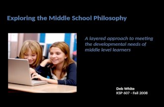 Exploring the Middle School Philosophy: A layered approach to meeting the developmental needs of middle level learners (persuasive presentation)