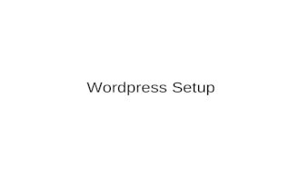 Wordpress install setup