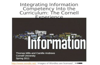 Integrating Information Competency into the Curriculum: The Cornell Experience
