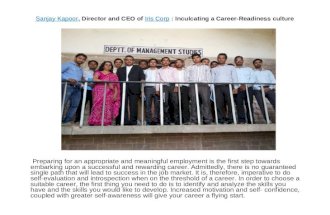 Sanjay Kapoor : Director & CEO of Iris-Corp,Inculcating a Career Readiness Culture