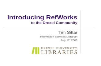 Introducing Refwork @ Drexel