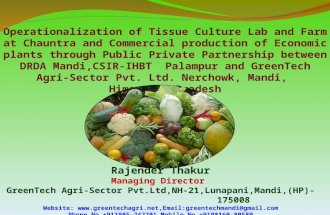 Operationalisation of Tissue Culture Lab. & Farm by GreenTech Agri-Sector Pvt.Ltd
