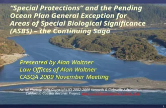 Special Protections And Areas Of Special Biological Significance Casqa Powerpoint Presentation Alan Waltner November 2009