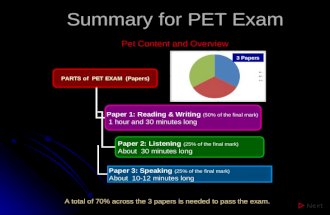 Summary of pet exam