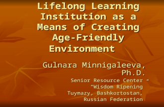 Lifelong Learning Institution as a Means Of Creating Age Friendly Environment