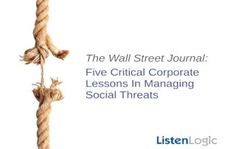 ListenLogic - Wall Street Journal Enteprise Social Risk Lessons