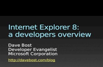 Internet Explorer 8 Developer Overview