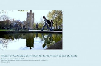 Australian Curriculum and Tertiary Students