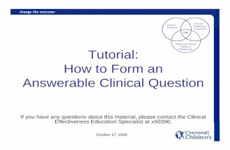 How to form a clinical question. cincinnati childrens