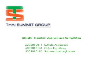Industrial foresight....Thai summit
