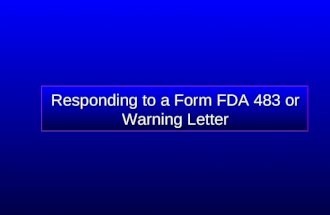 Responding To A 483and Warning Letter
