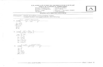 Soal ulangan umum matematika kelas XI 2009 + jawaban