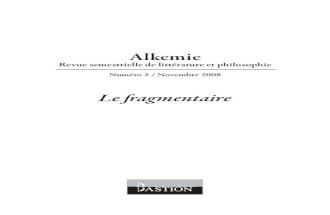 [Alkemie] Revue semestrielle de littérature et philosophie, Numéro 2, Le fragmentaire