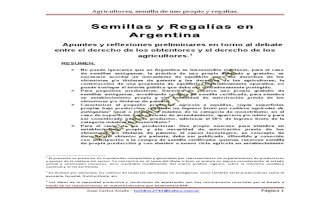 SEMILLAS Y REGALIAS EN ARGENTINA - ACUÑA, Juan Carlos