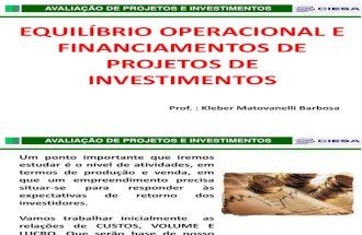 Equilíbrio Operacional e Financeiro de Projetos de Investimentos