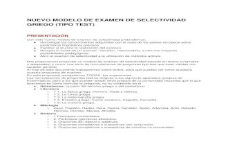 Propuesta examen Selectividad Griego Con Preguntas Tipo Test C. Cabanillas, Ángel L. Gallego