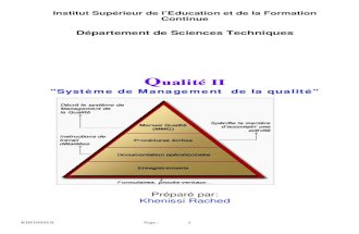 Qualité II Système de Management de la qualité