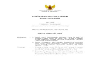 Permen PU 15 tahun 2009 tentang Pedoman Penyusunan RT/RW Provinsi