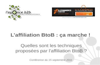 Conférence: l'affiliation BtoB, ça marche !  - Invité KEYYO BUSINESS