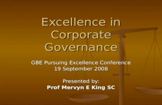 Mervyn King Excellence In Corporate Governance