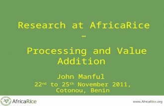 Research at africa rice   processing value addition - 23112011