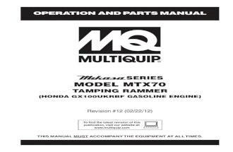 Multiquip MTX70 Rammers Operation and Parts Manual