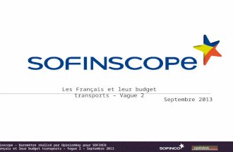 Sofinscope - Le budget transport des Français - septembre 2013