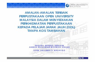 Amalan-Amalan Terbaik Perpustakaan Open University Malaysia Dalam Menyediakan Perkhidmatan Perpustakaan Kepada Pelajar Jarak Jauh (ODL) Tanpa Kos Tambahan