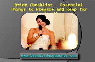 Bride checklist – essential things to prepare and keep for the wedding