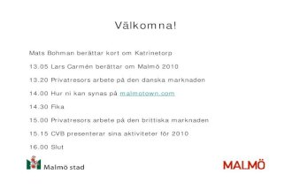 Införsäljningsträff Malmö Turism 21/1 Katrinetorp