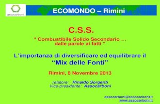 Ecomondo Rimini convegno CSS-Combustibile ECOCARBON - 08.11.2013